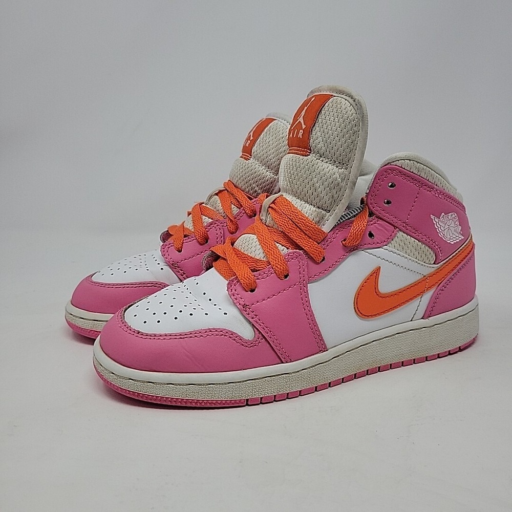 Nike Air Jordan 1 Mid DX3240-681 White Basketball Youth Girl Shoes‎ Size 5Y